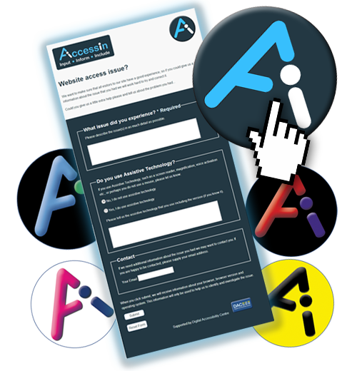 DAC: Access In, input form and logos.